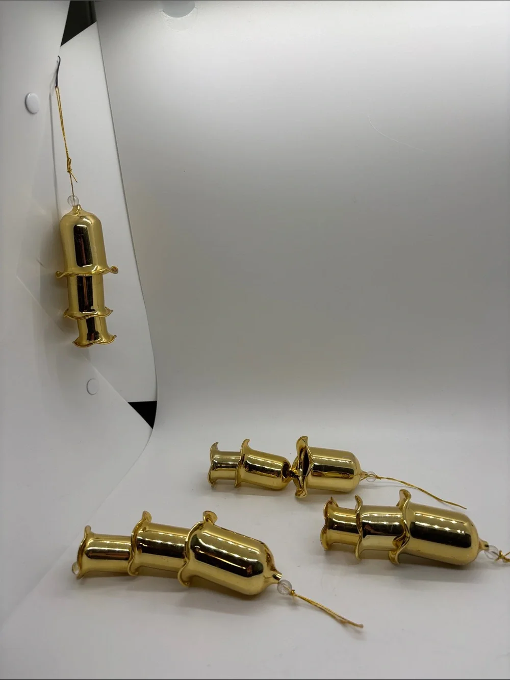 Gold Glass Nesting Bell Christmas Ornaments VTG 4